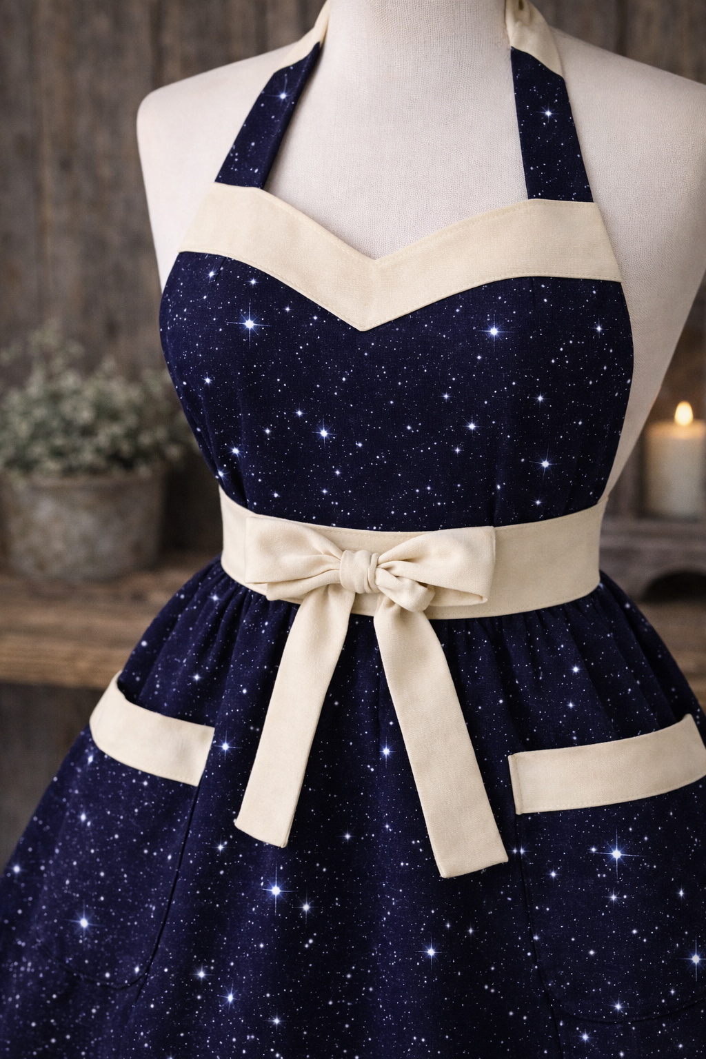 Vintage-Inspired Retro Apron – Handmade Collection Starry night