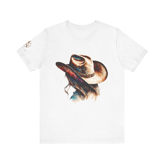 Watercolor Cowgirl Hat Shirt | Western Woman Graphic Tee | Boho Cowgirl Apparel | Rustic Western Style Unisex Shirt