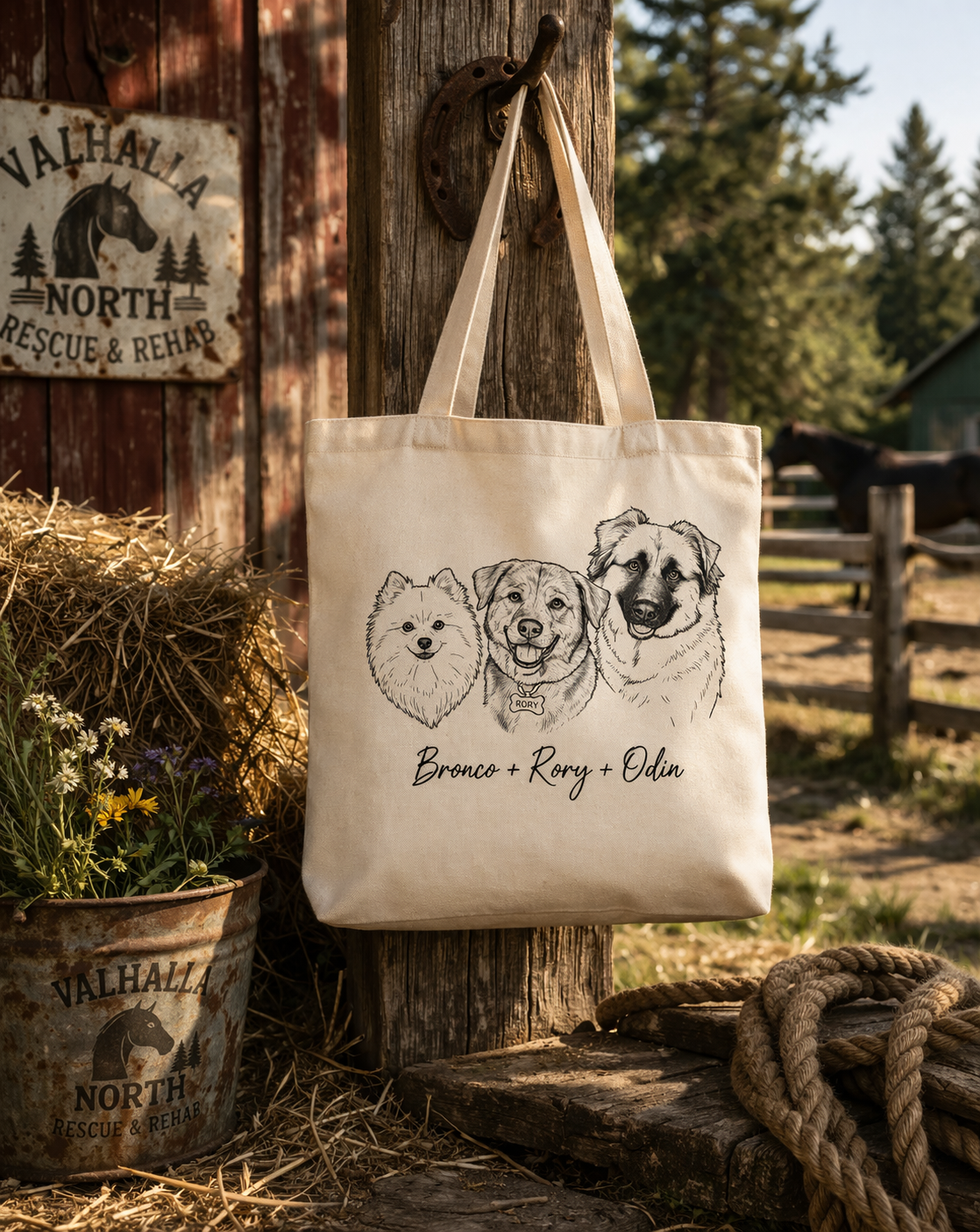 Custom Pet Portrait Tote Bag • Embroidered Dog or Cat Tote • Personalized Pet Memorial Gift • Custom Photo Embroidery • Handmade Canvas Bag