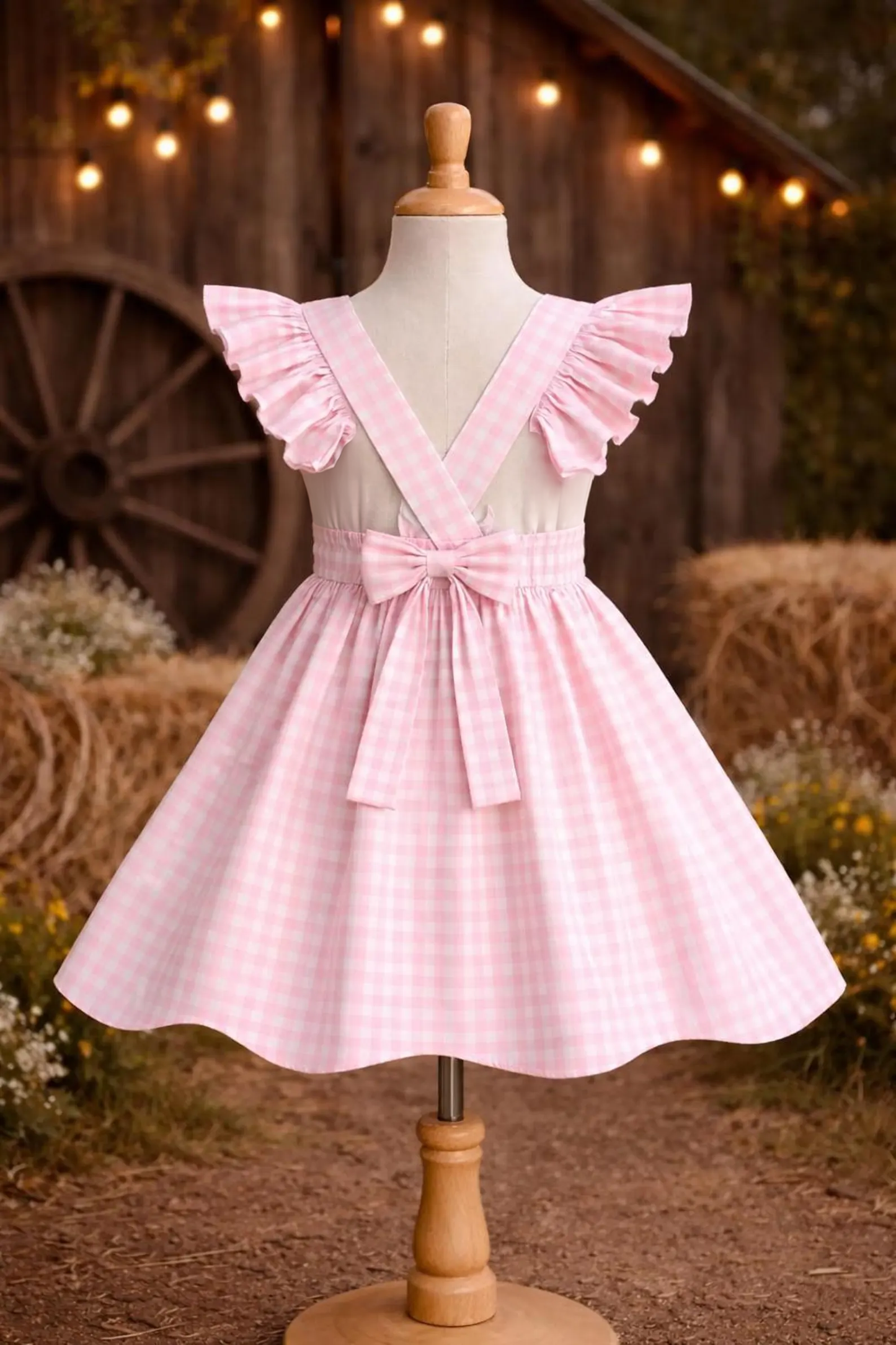 Pink Gingham Ruffle Dress – Girls Western Boutique Dress