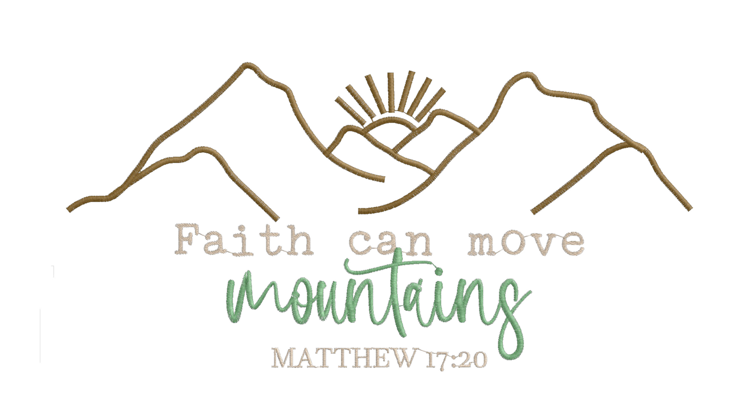 Faith Can Move Mountains Embroidered Shirt | Matthew 17:20 Scripture Tee | Christian Faith Apparel | Minimalist Bible Verse Shirt