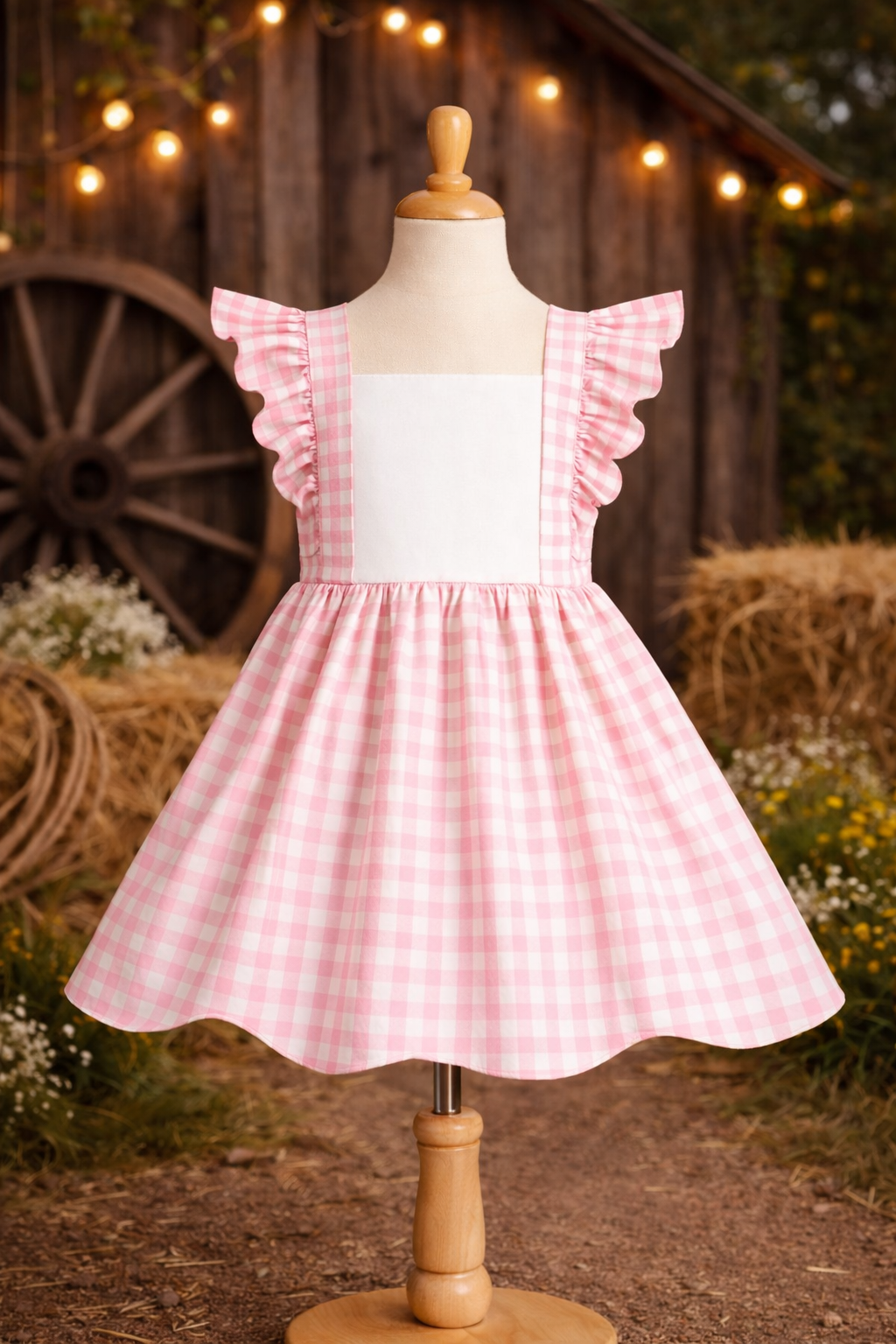 Pink Gingham Ruffle Dress – Girls Western Boutique Dress